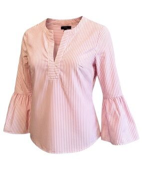 J. CREW Striped Bell-Sleeve
Blouse Pink and White Striped Top
